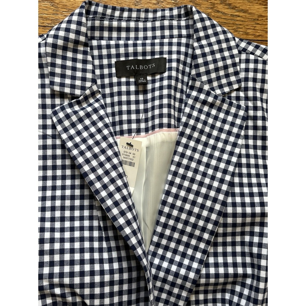 Talbots Classic Spring Gingham Cotton Plaid Blazer Lined , Size 10 - Picture 2 of 6